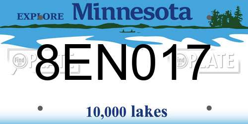 8EN017 Minnesota License Plate