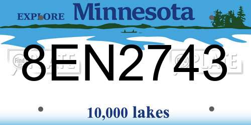 8EN2743 Minnesota License Plate