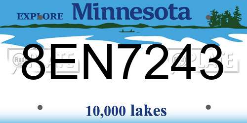 8EN7243 Minnesota License Plate
