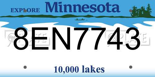 8EN7743 Minnesota License Plate