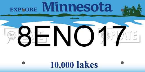 8ENO17 Minnesota License Plate