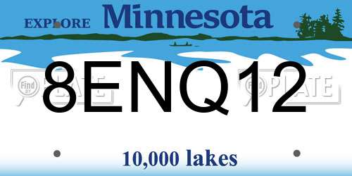 8ENQ12 Minnesota License Plate