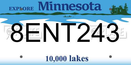 8ENT243 Minnesota License Plate