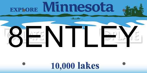 8ENTLEY Minnesota License Plate