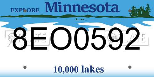 8EO0592 Minnesota License Plate