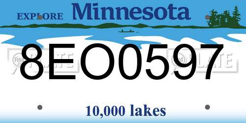 8EO0597 Minnesota License Plate