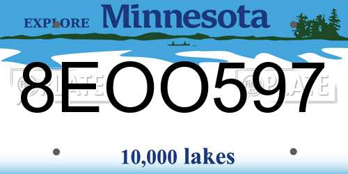 8EOO597 Minnesota License Plate