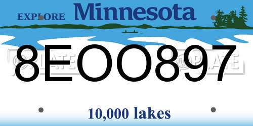 8EOO897 Minnesota License Plate
