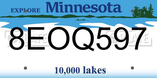 8EOQ597 Minnesota License Plate