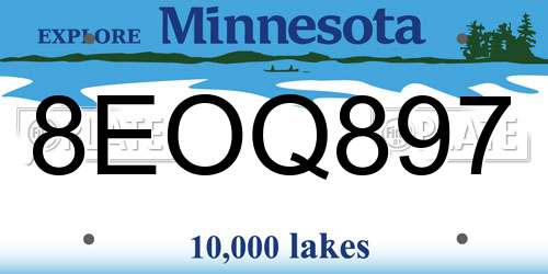 8EOQ897 Minnesota License Plate