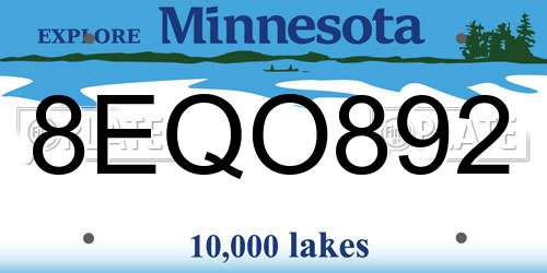 8EQO892 Minnesota License Plate