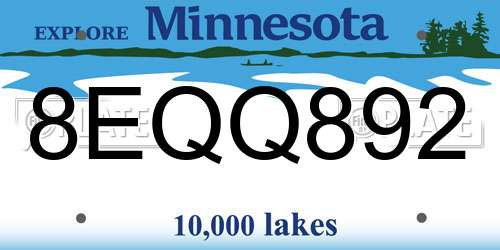 8EQQ892 Minnesota License Plate