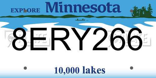 8ERY266 Minnesota License Plate