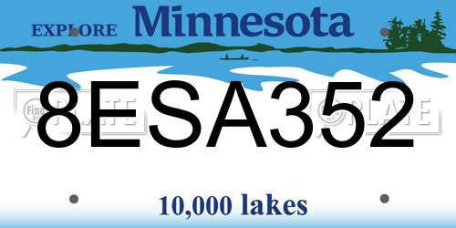 8ESA352 Minnesota License Plate