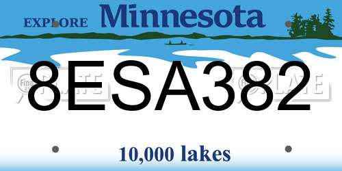 8ESA382 Minnesota License Plate