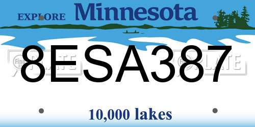 8ESA387 Minnesota License Plate