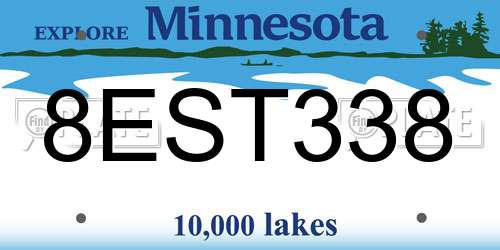 8EST338 Minnesota License Plate