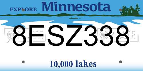 8ESZ338 Minnesota License Plate