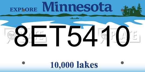 8ET5410 Minnesota License Plate