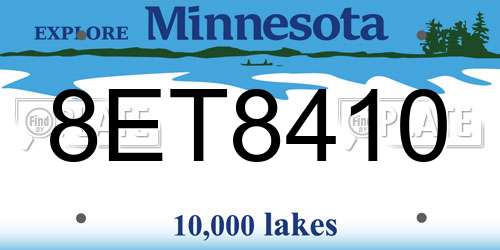 8ET8410 Minnesota License Plate