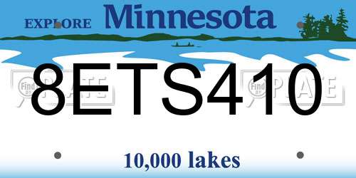 8ETS410 Minnesota License Plate