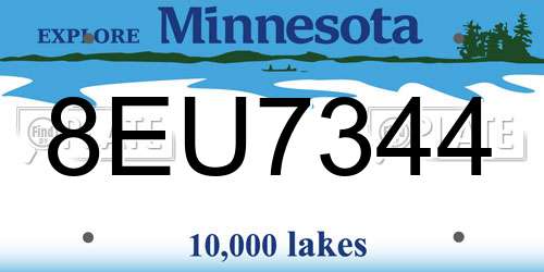8EU7344 Minnesota License Plate