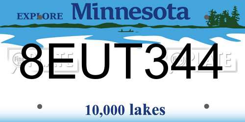 8EUT344 Minnesota License Plate