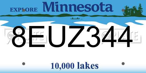 8EUZ344 Minnesota License Plate