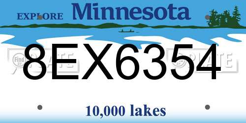 8EX6354 Minnesota License Plate