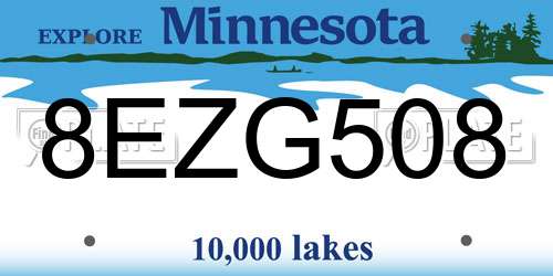 8EZG508 Minnesota License Plate