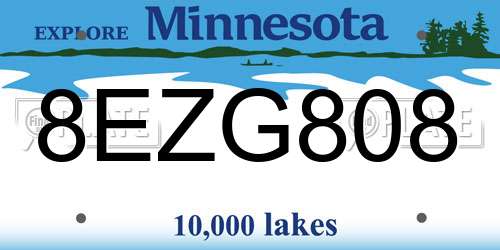 8EZG808 Minnesota License Plate