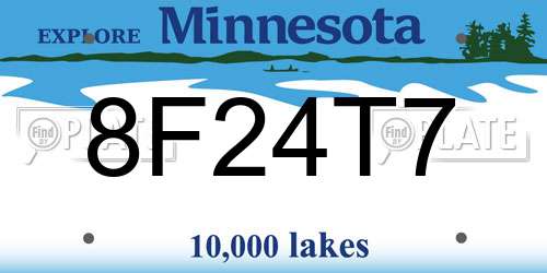 8F24T7 Minnesota License Plate