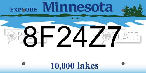 8F24Z7 Minnesota License Plate