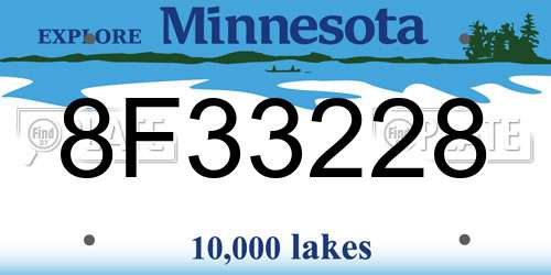 8F33228 Minnesota License Plate