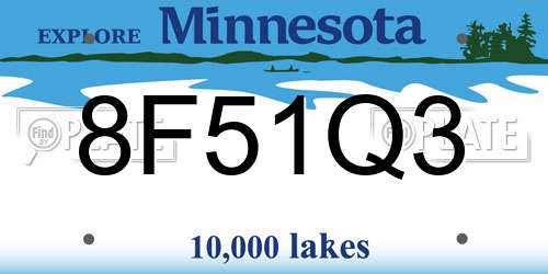 8F51Q3 Minnesota License Plate