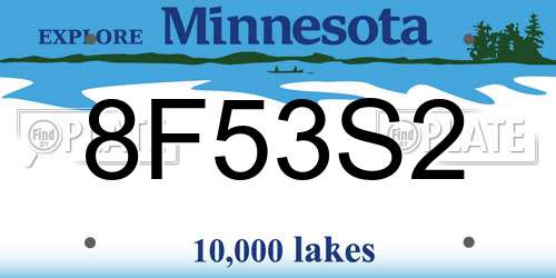 8F53S2 Minnesota License Plate