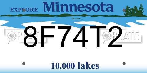 8F74T2 Minnesota License Plate