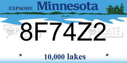 8F74Z2 Minnesota License Plate