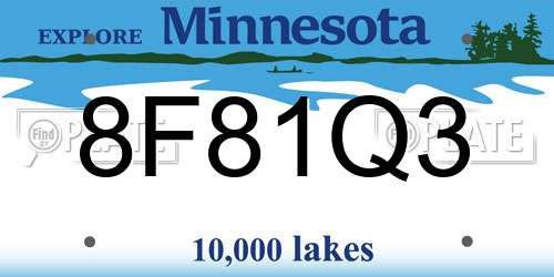 8F81Q3 Minnesota License Plate