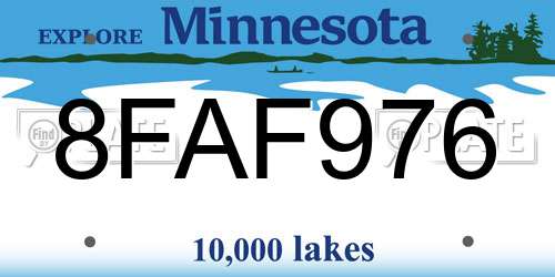 8FAF976 Minnesota License Plate