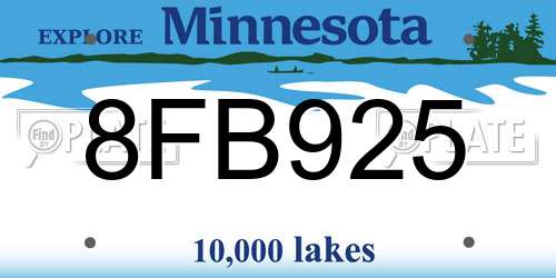 8FB925 Minnesota License Plate