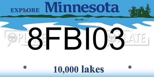 8FBI03 Minnesota License Plate