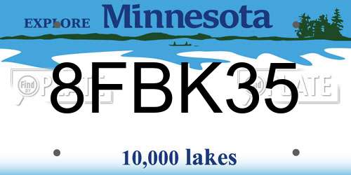 8FBK35 Minnesota License Plate