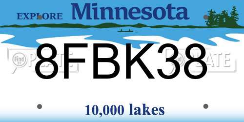 8FBK38 Minnesota License Plate