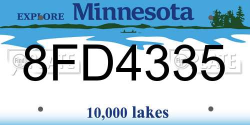 8FD4335 Minnesota License Plate