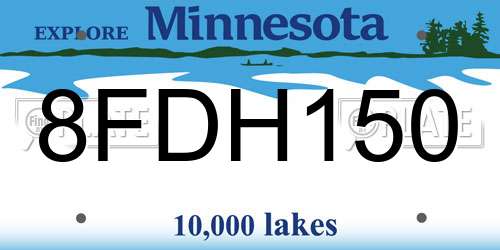 8FDH150 Minnesota License Plate