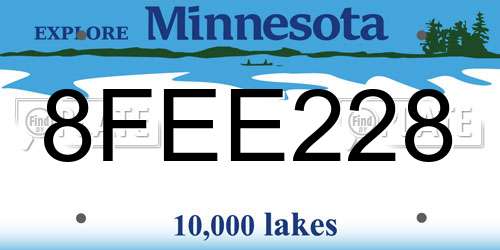 8FEE228 Minnesota License Plate