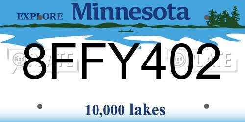 8FFY402 Minnesota License Plate