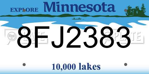 8FJ2383 Minnesota License Plate