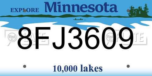 8FJ3609 Minnesota License Plate